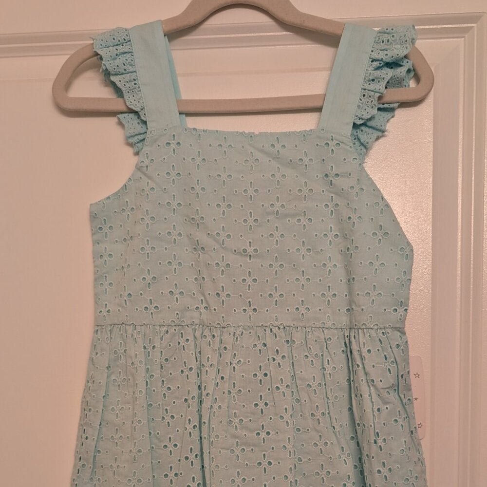 NWT - EGG New York Girls Melody Eyelet Dress in Aqua - Size 7Y - Timeless